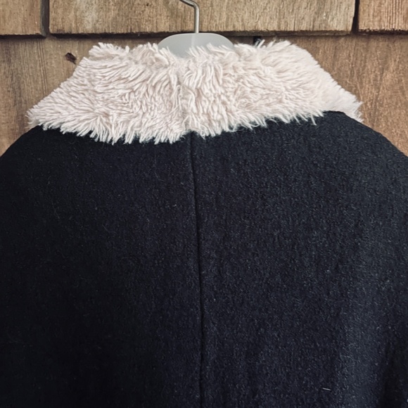 Zara Trafaluc Wool Blend Faux Sherpa Shearling Black Moto Short Jacket Coat M - Picture 7 of 10
